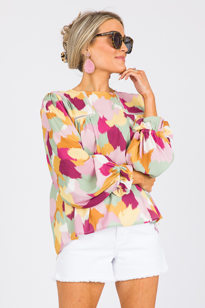 Painted Peasant Blouse, Multi