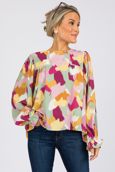 Painted Peasant Blouse, Multi