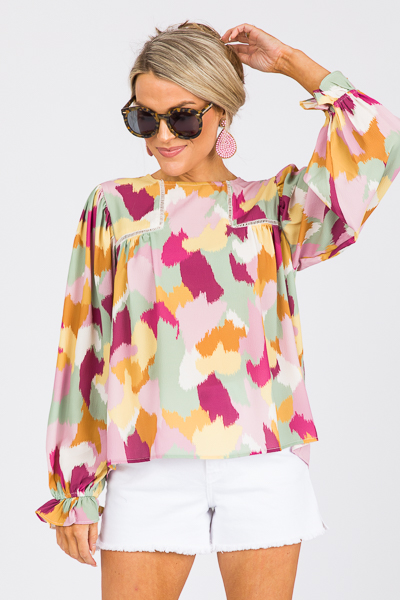 Painted Peasant Blouse, Multi