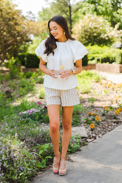 Cotton Puff Sleeve Top, Off White