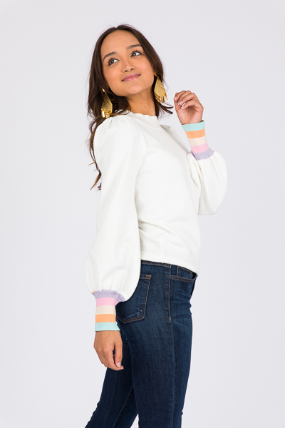 Pastel Cuff Sweater, Cream