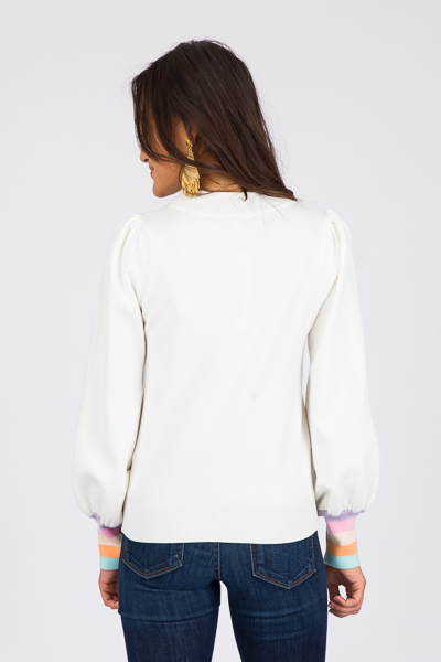 Pastel Cuff Sweater, Cream