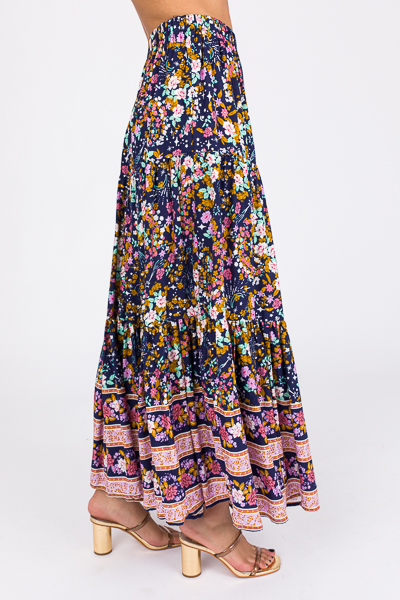 Ashley Floral Maxi Skirt, Navy