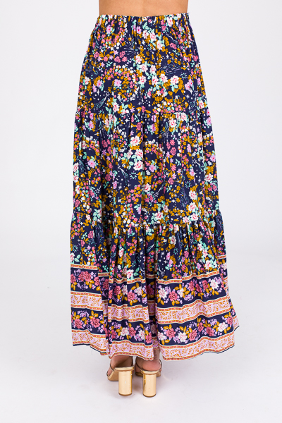 Ashley Floral Maxi Skirt, Navy