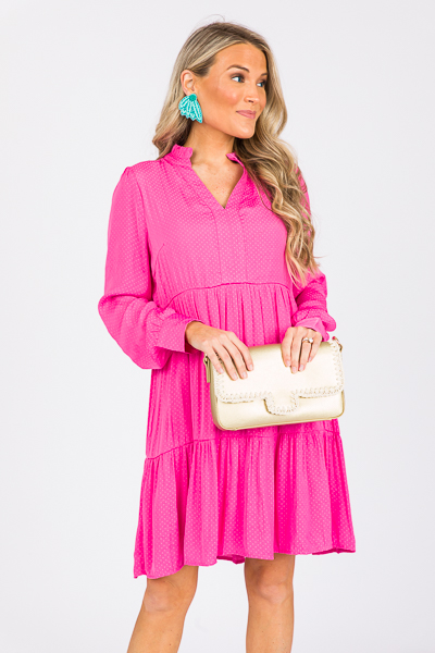 Tonal Dot Karlie Dress, Pink