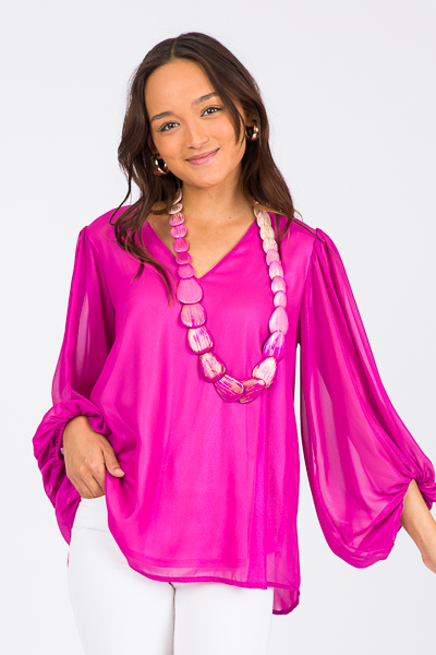 Magenta Shimmer Bubble Blouse