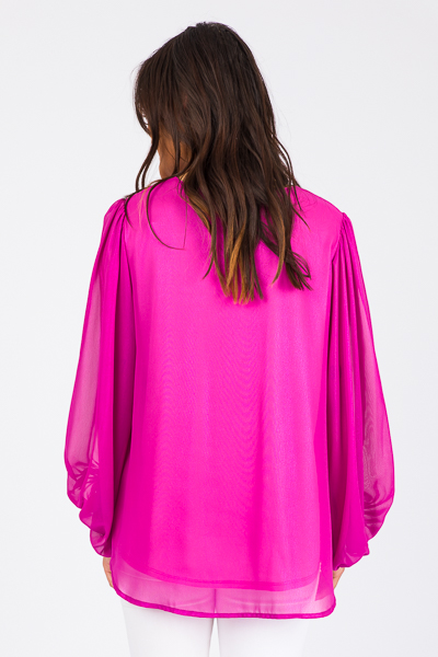 Magenta Shimmer Bubble Blouse