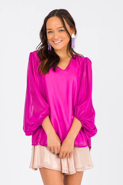 Magenta Shimmer Bubble Blouse