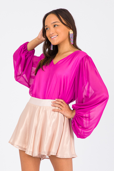 Magenta Shimmer Bubble Blouse