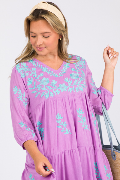 Madeline Embroidery Dress, Lilac