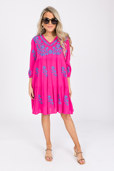 Madeline Embroidery Dress, Pink