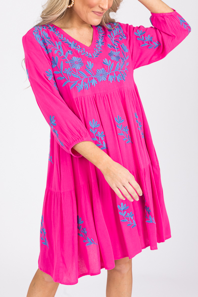 Madeline Embroidery Dress, Pink