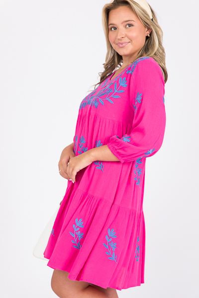 Madeline Embroidery Dress, Pink