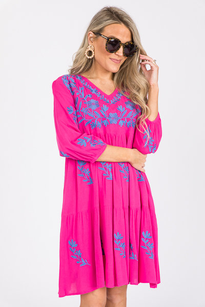 Madeline Embroidery Dress, Pink