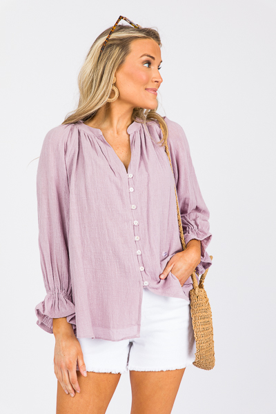 Lilac Button Front Top