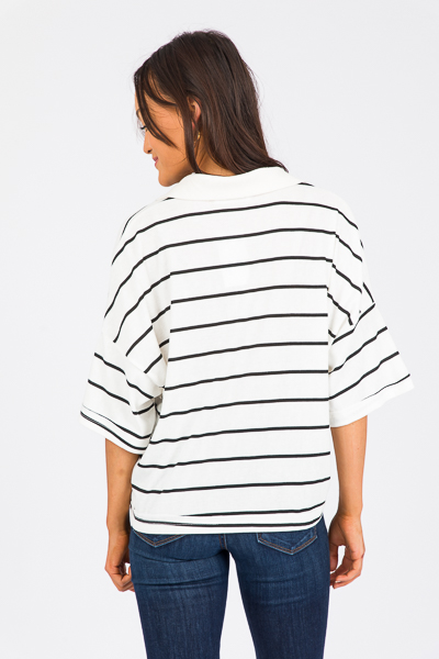 Casual Striped Top, Off White