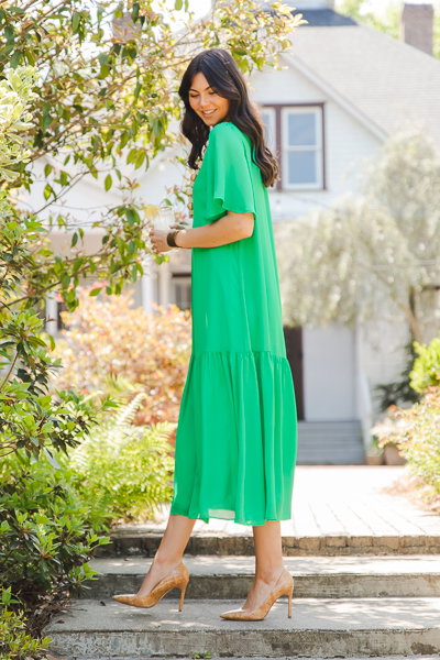 green emerald velvet dress Kelly Green Taffeta Tea-length Shirtdress  Kimera