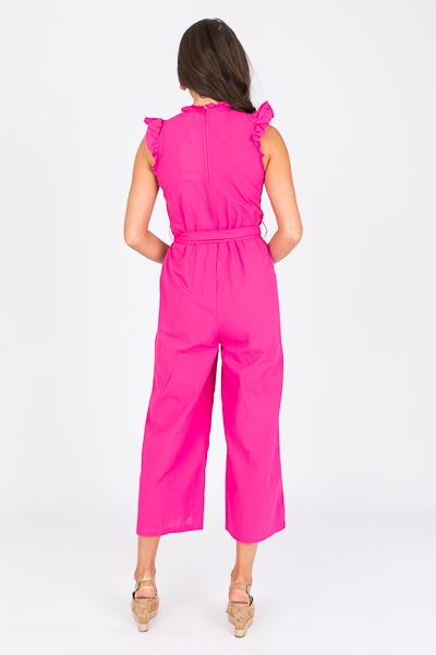 Bri Belted Jumpsuit, Hot Pink