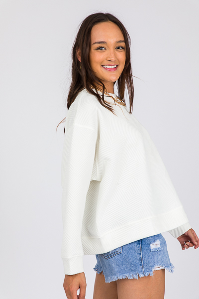 Solid Texture Sweatshirt, White