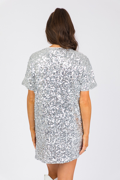 Center Stage Sequin Dress, Silver