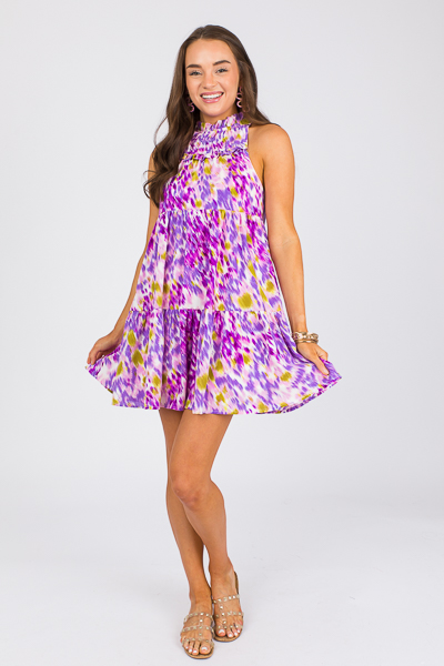 Blurred Tier Dress, Orchid
