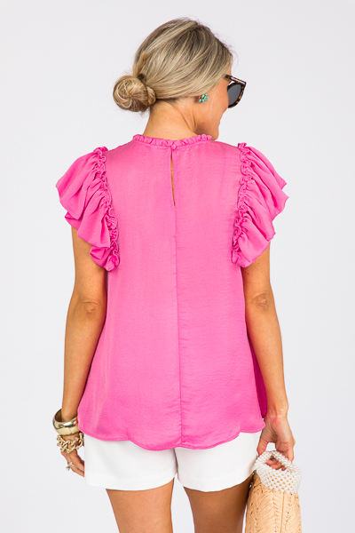 Satin Ruffle Blouse, Pink