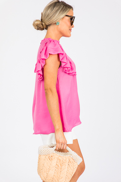 Satin Ruffle Blouse, Pink