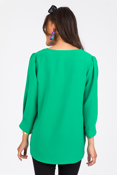 Kelly Green Tulip Sleeve Blouse – Roe Boulevard