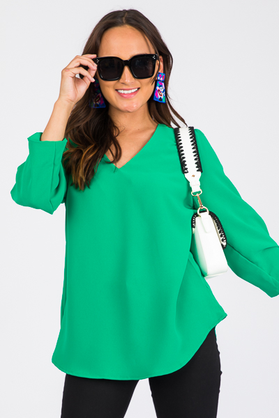 Christy Blouse, Kelly Green - New Arrivals - The Blue Door Boutique