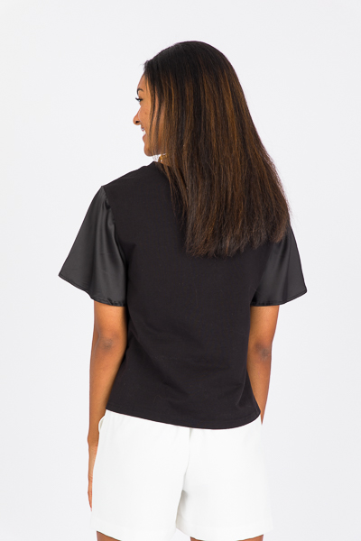 Satin Front Tee, Black