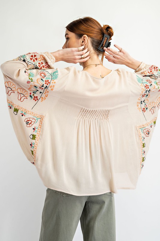 Layla Embroidery Top, Taupe