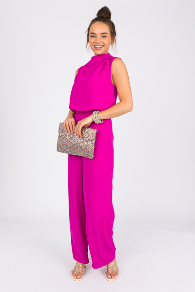 On The Town Jumpsuit, Magenta