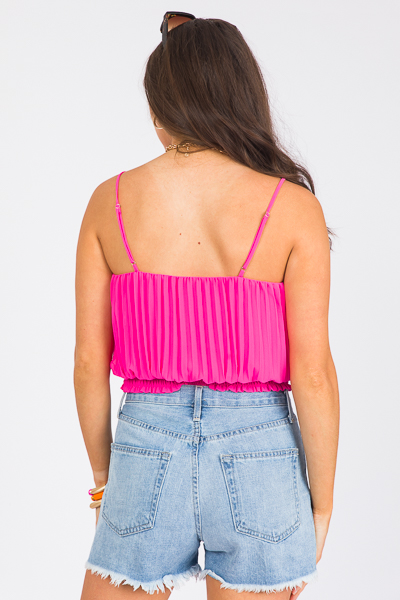 Pleated Band Cami, Hot Pink