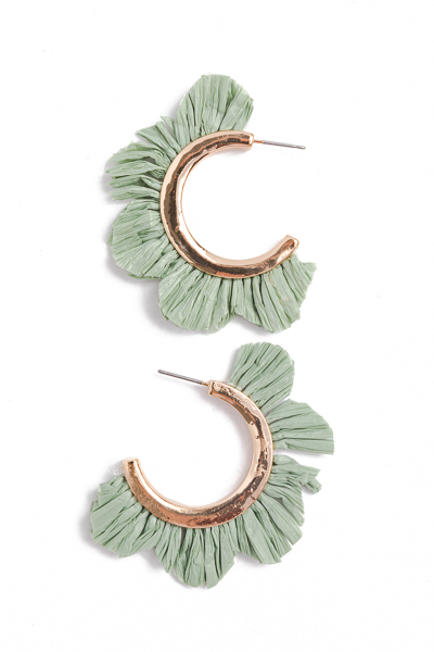 Rae Raffia Hoops, Mint