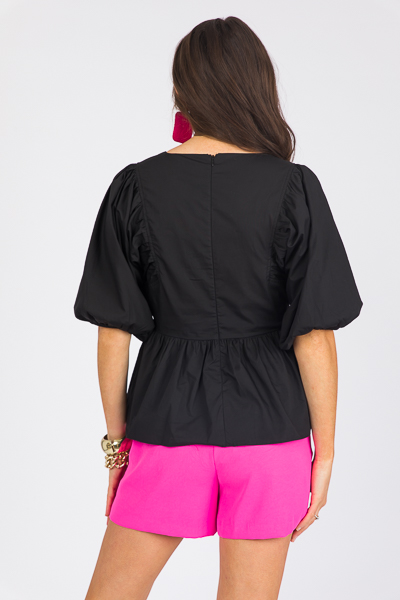 Pippa Poplin Babydoll, Black