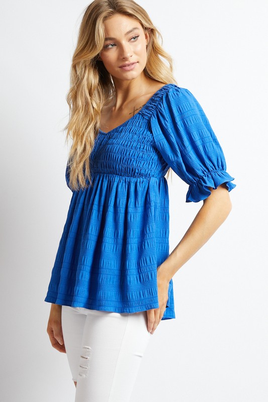 Tonal Stripe Smock Top, Royal