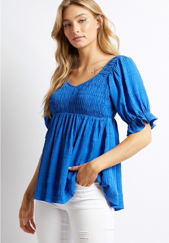 Tonal Stripe Smock Top, Royal