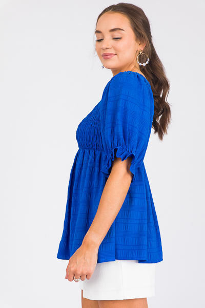 Tonal Stripe Smock Top, Royal