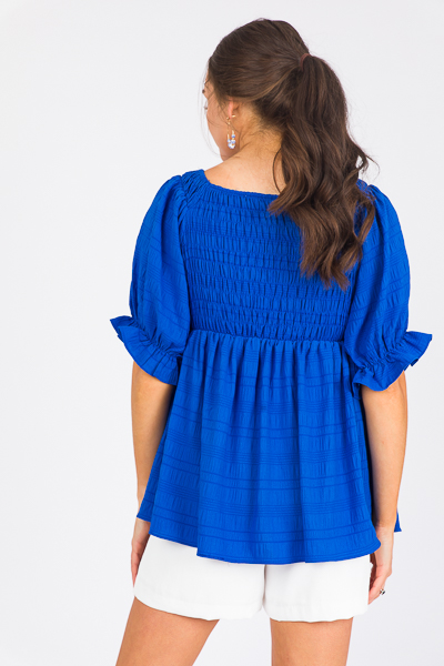 Tonal Stripe Smock Top, Royal