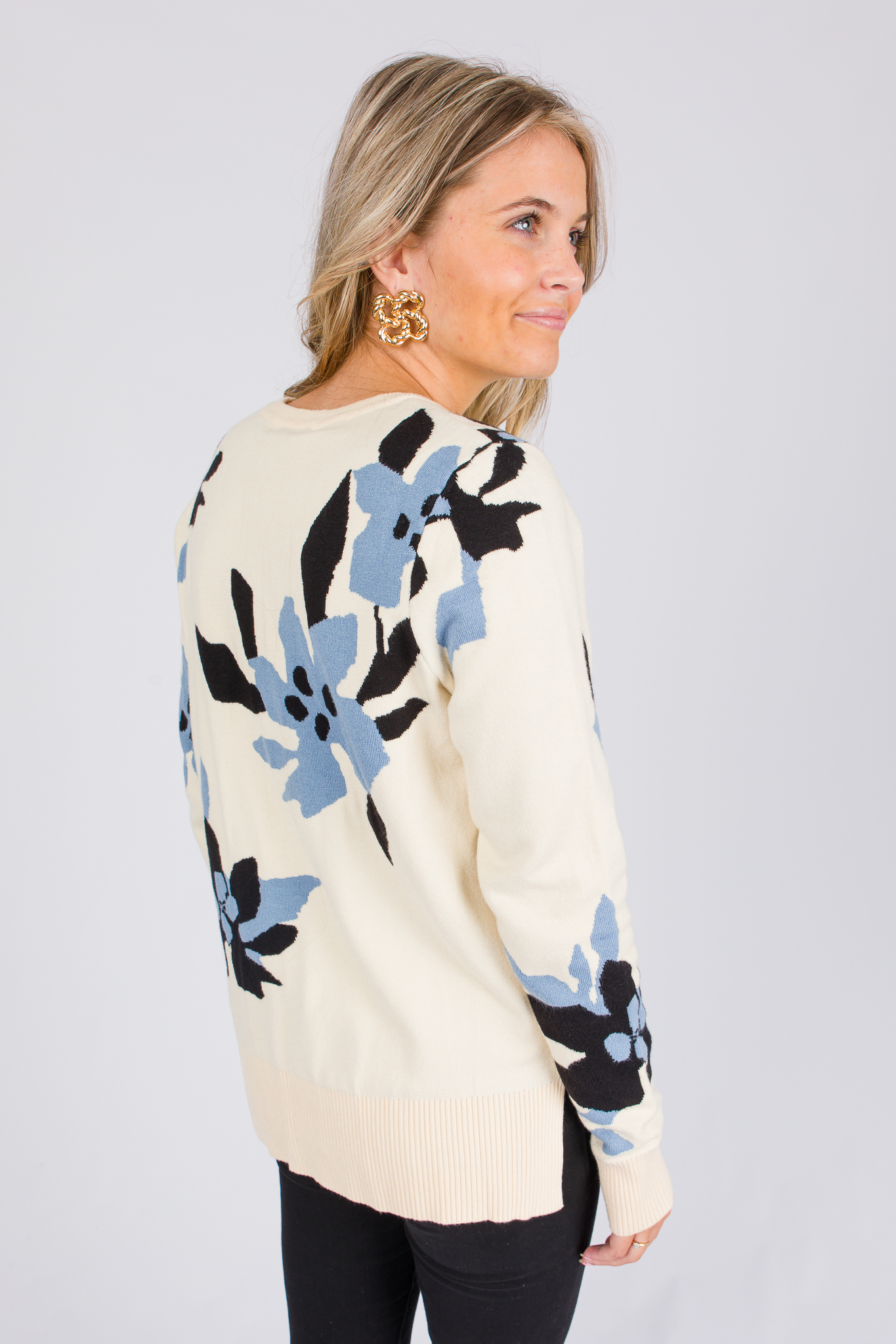 Blue Blooms Sweater
