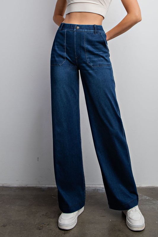 Pull-On Wide Leg Jeans