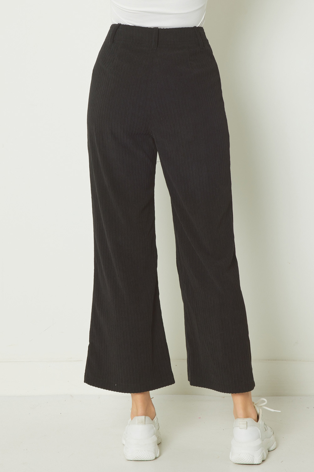 Corded Patch Pocket Pants, Blac