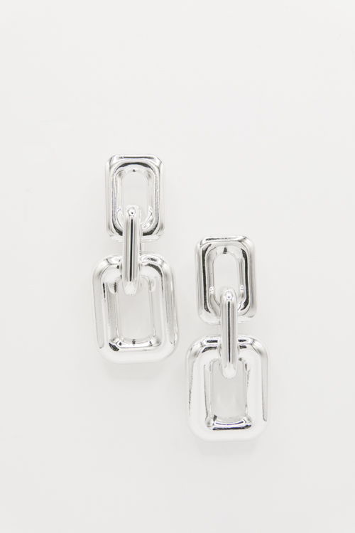 Glossy Rectangle Links, Silver