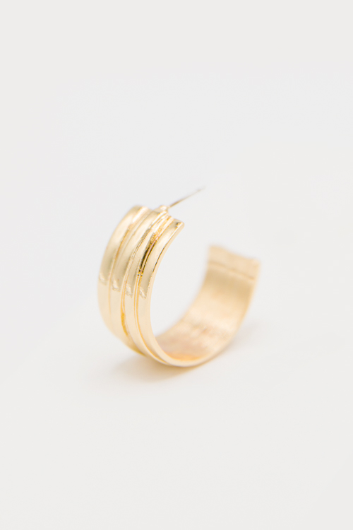 Claudia Textured Hoops, Gold
