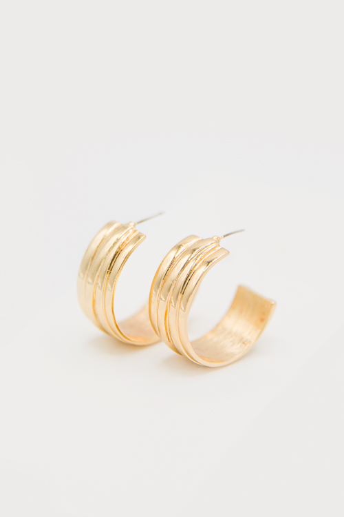 Claudia Textured Hoops, Gold