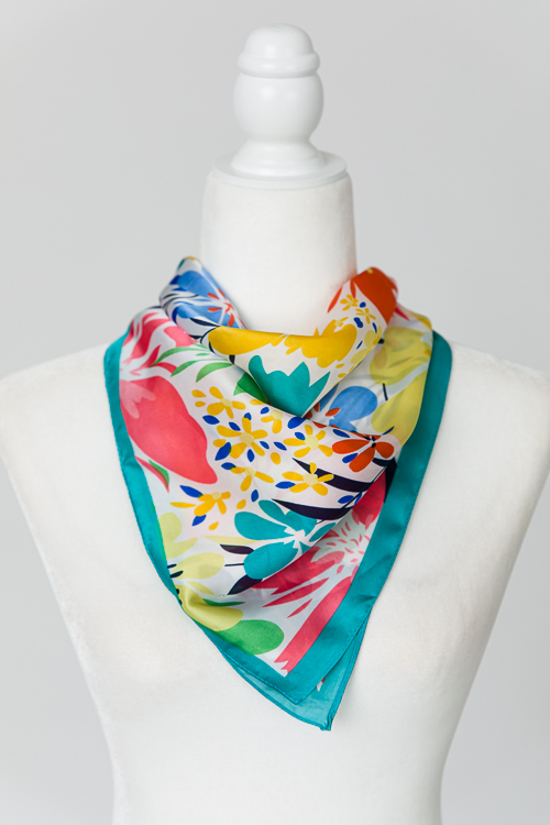 Multi Floral Silk Scarf