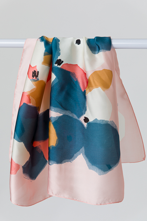 Abstract Silk Scarf, Pink