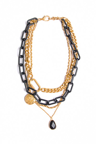 Leah Chain Layer Necklace, Blk