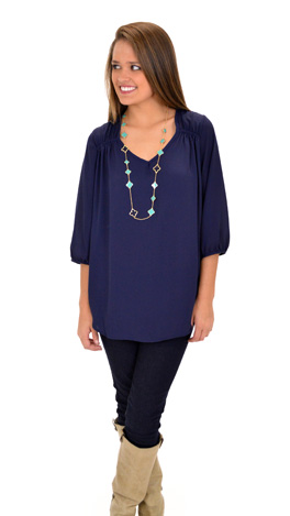 Encore Blouse, Navy
