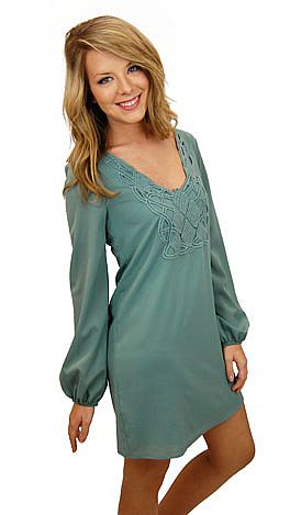Teal The Show Dress, Sage